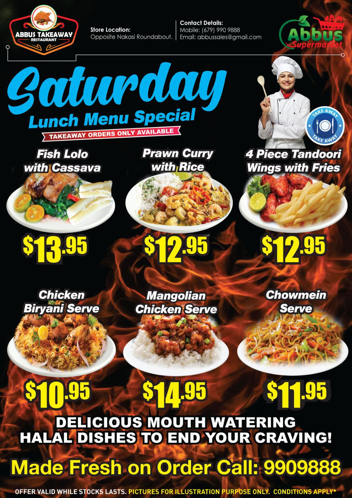 Saturday Lunch Menu Special