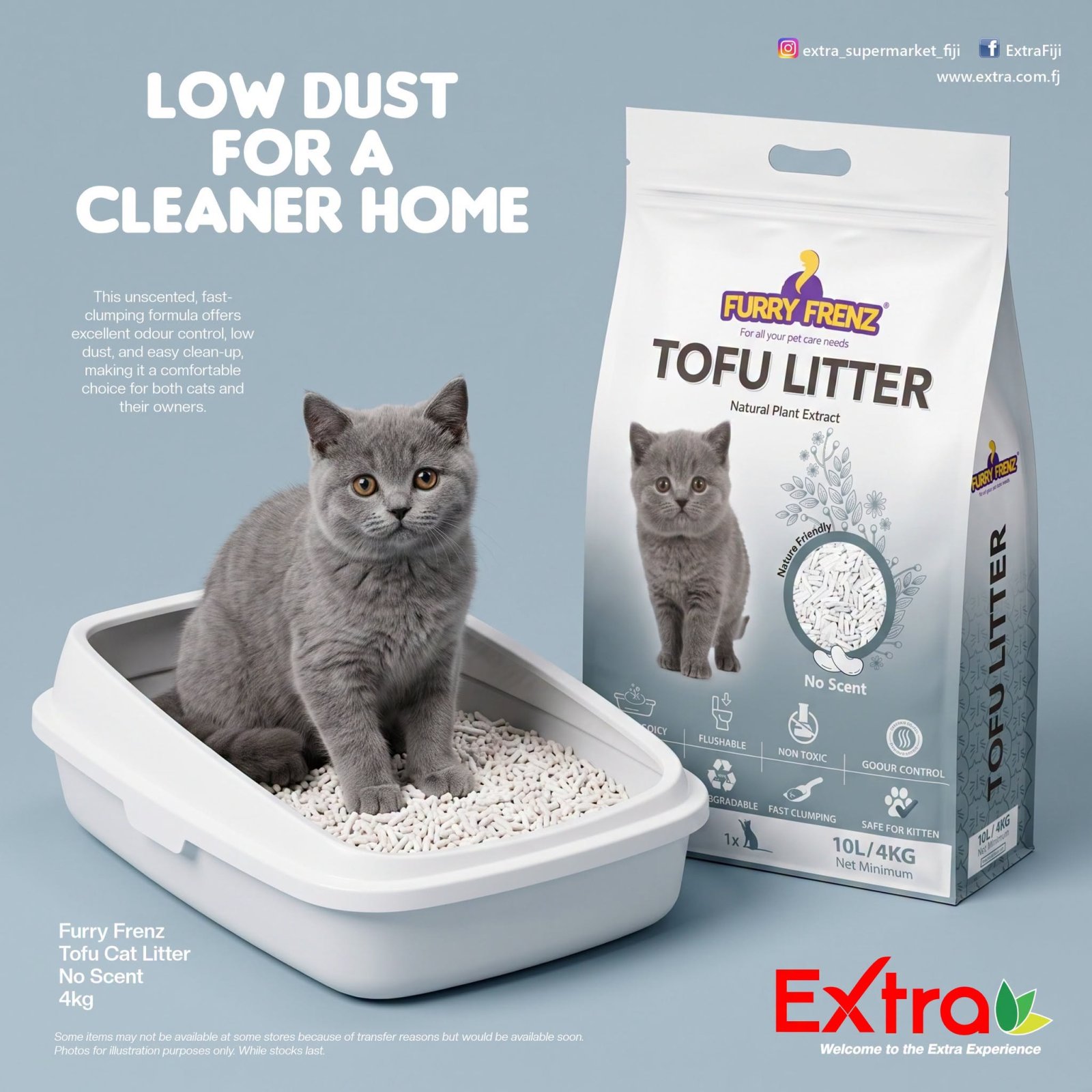 Furry Frenz Tofu Cat Litter No Scent 4kg