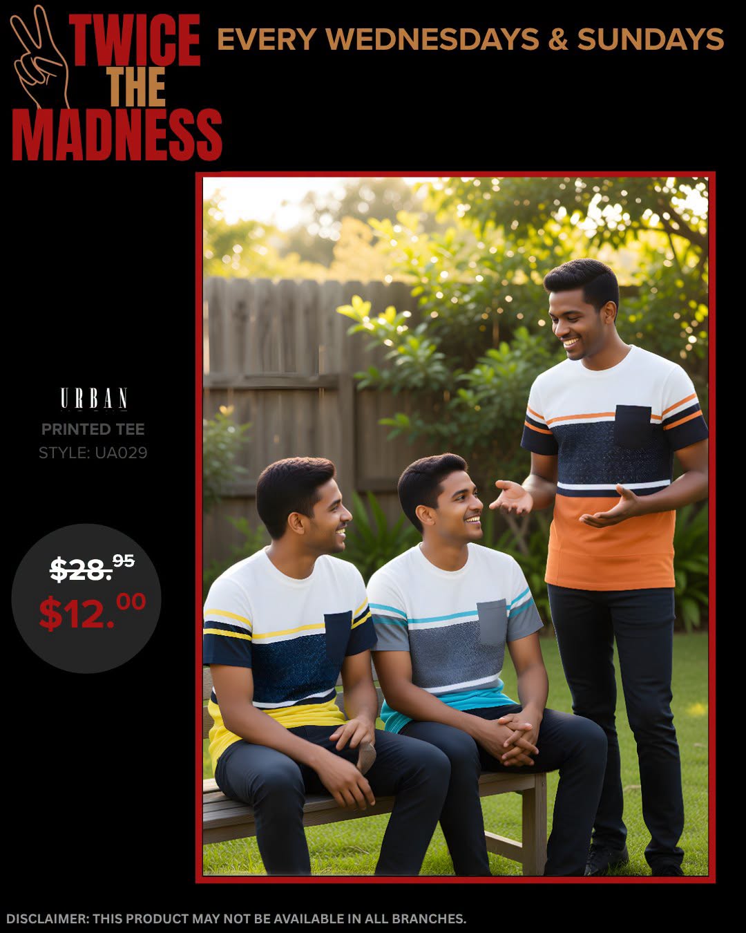 Twice the madness Urban Printed Tee now @ $12 only
